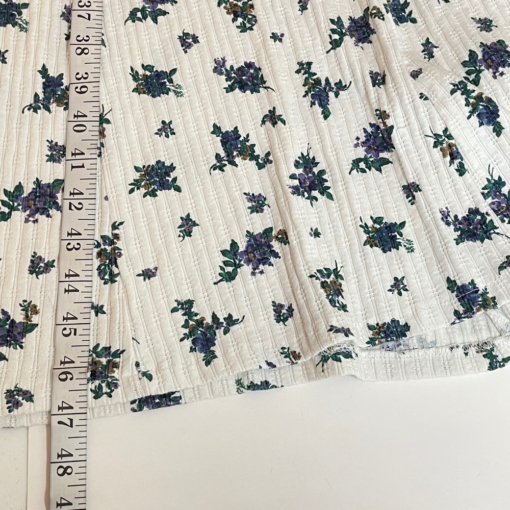 Vintage Ditsy Floral Ribbed Maxi Dress Women 10/12 White Purple 90s Grunge - Picture 9 of 9